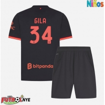 Camiseta AC Milan Mario Gila #34 Tercera Equipación para niños 2026-27 manga corta (+ pantalones cortos)